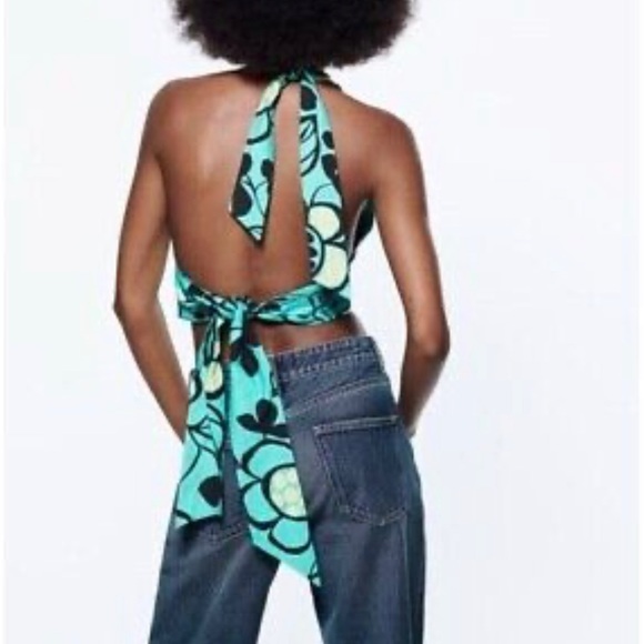 Zara Printed Halter Top; size XS; great condition, worn once! - Picture 2 of 6